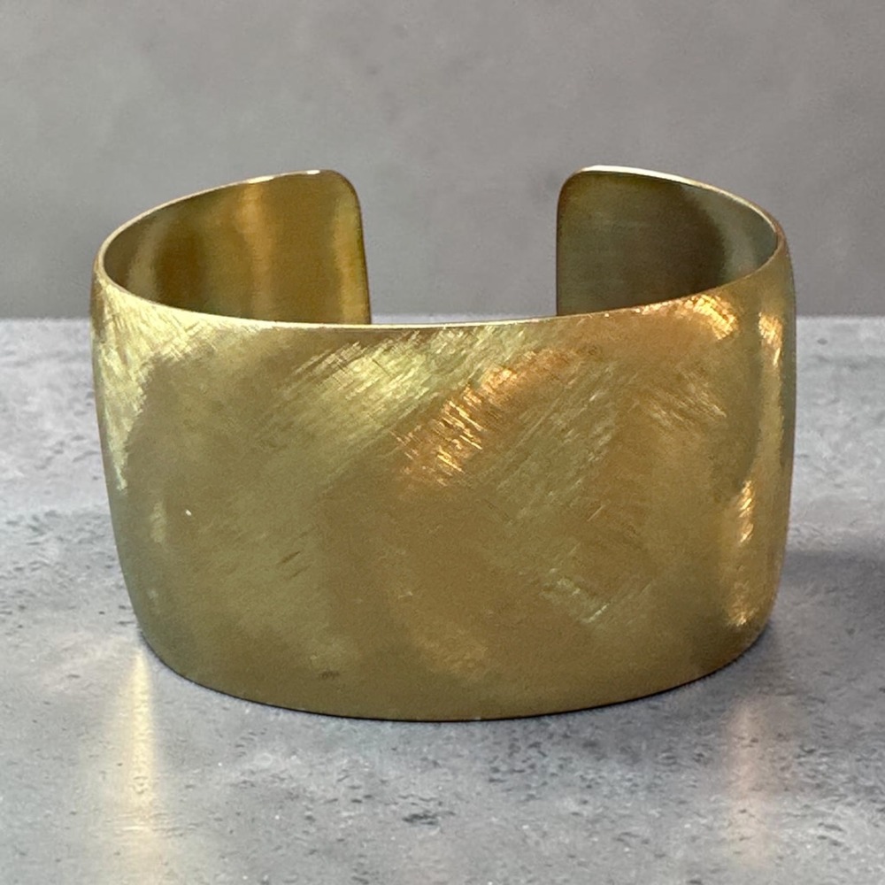 Beautiful Gold Brushed Stainless Steel Wide Cuff Textured Bracelet